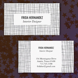 ミニマル手描きストライプグリッド線シックはっきりした 名刺