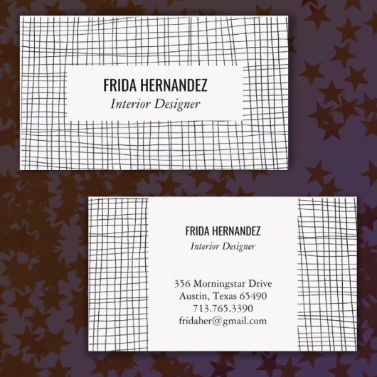 ミニマル手描きストライプグリッド線シックはっきりした 名刺