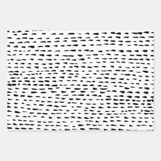 ミニマル手描きストライプ線ドット点 ラッピングペーパーシート (正面)