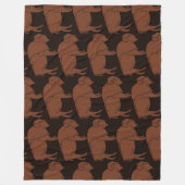 ミニマル手描きバッファローパターン暗褐色 フリースブランケット (正面)