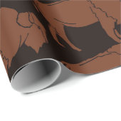 ミニマル手描きバッファローパターン暗褐色 ラッピングペーパー (ロールコーナー)