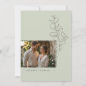 ミニマル手描きユーカリ離れの写真 招待状 (裏面)