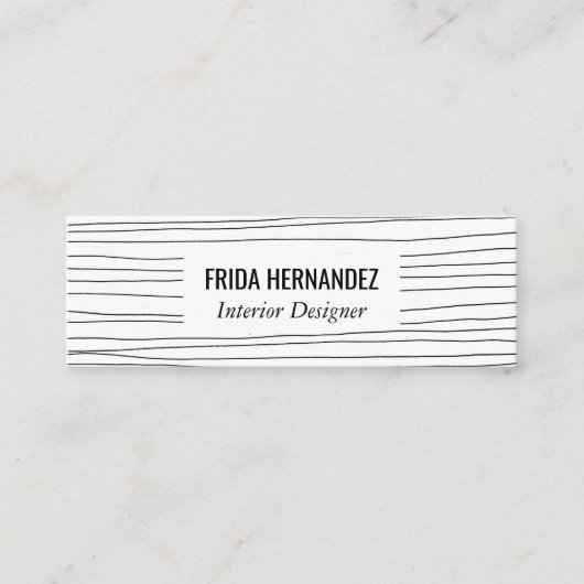 ミニマル手描き線ストライプシックエレガント スキニー名刺 (正面)