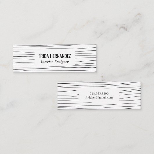 ミニマル手描き線ストライプシックエレガント スキニー名刺 (正面/裏面)