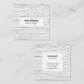 ミニマル手描き線ストライプシックエレガント スクエア名刺 (正面/裏面)