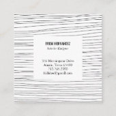 ミニマル手描き線ストライプシックエレガント スクエア名刺 (裏面)