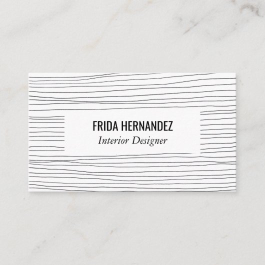 ミニマル手描き線ストライプシックエレガント 名刺 (正面)