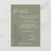 ミニマル手描き離れ詳細セージ緑QR エンクロージャーカード (正面)