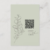 ミニマル手描き離れ詳細セージ緑QR エンクロージャーカード (裏面)