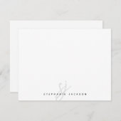 ミニマル手文字スクリプトイニシャルモノグラム ノートカード (正面/裏面)