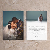 ミニマル手文字フォトスクリプト結婚の サンキューカード