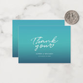 ミニマル手文字ブルー結婚の感謝 ノートカード (正面/裏面インサイチュ)