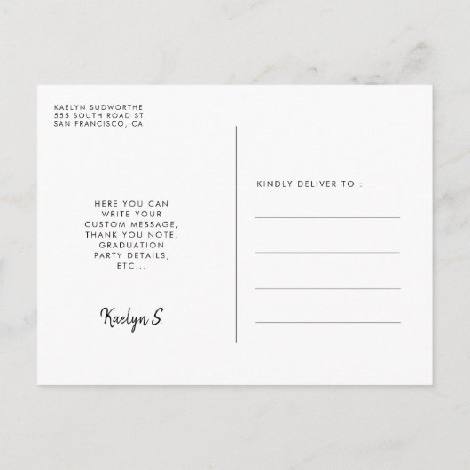 ミニマル手書きおめでとうの写真 ポストカード (裏面)