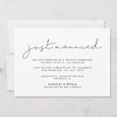 ミニマル手書きたった今結婚しました発表 招待状 (正面)