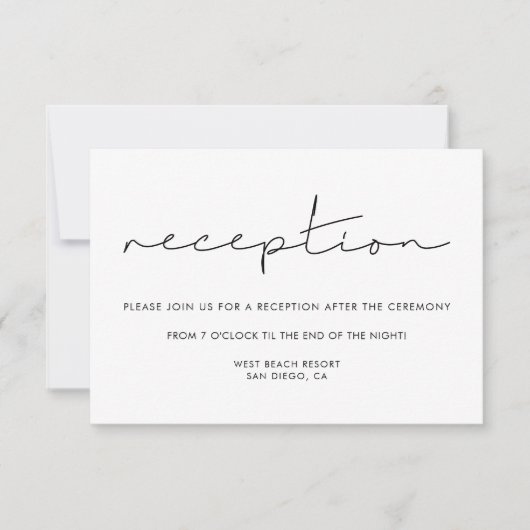 ミニマル手書きウェディングレセプションカード 招待状 (正面)