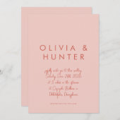 ミニマル手書きサンセット結婚式招待状 招待状 (正面/裏面)