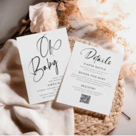 ミニマル手書きスクリプトすべて1つのQrコード 招待状