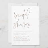 ミニマル手書きスクリプトトゥープブライダルシャワー 招待状 (正面)