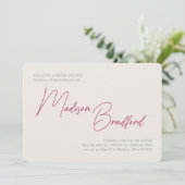 ミニマル手書きスクリプトピンクブライダルシャワー 招待状 (スタンド正面)