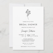 ミニマル手書きスクリプトフローラブライダルシャワー 招待状 (正面)