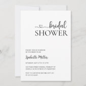 ミニマル手書きスクリプトブラックブライダルシャワー 招待状 (正面)