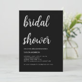 ミニマル手書きスクリプトブラックブライダルシャワー 招待状 (スタンド正面)