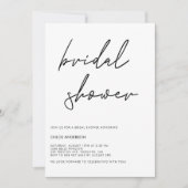 ミニマル手書きスクリプトブラックブライダルシャワー 招待状 (正面)