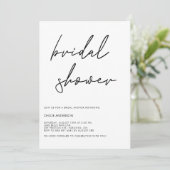 ミニマル手書きスクリプトブラックブライダルシャワー 招待状 (スタンド正面)