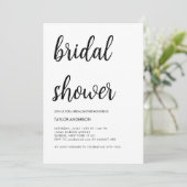 ミニマル手書きスクリプトホワイトブライダルシャワー 招待状 (スタンド正面)