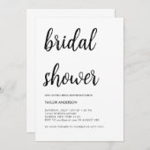 ミニマル手書きスクリプトホワイトブライダルシャワー 招待状 (正面/裏面)