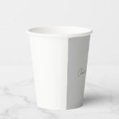 ミニマル手書きスクリプト名グレー 紙コップ (右)