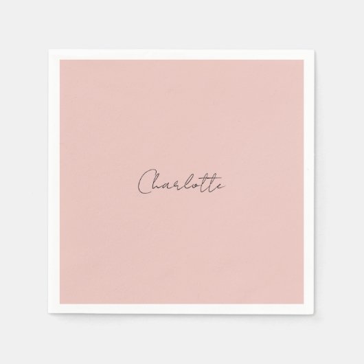 ミニマル手書きスクリプト名バラ金ゴールド スタンダードカクテルナプキン (正面)