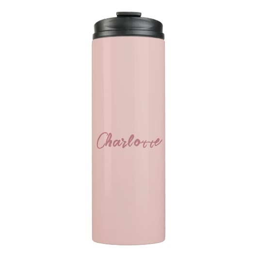 ミニマル手書きスクリプト名バラ金ゴールド タンブラー (正面)