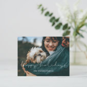 ミニマル手書きハッピーホリデー写真 ポストカード (スタンド正面)