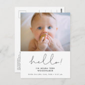 ミニマル手書きハロー新生児写真 ポストカード (正面/裏面)