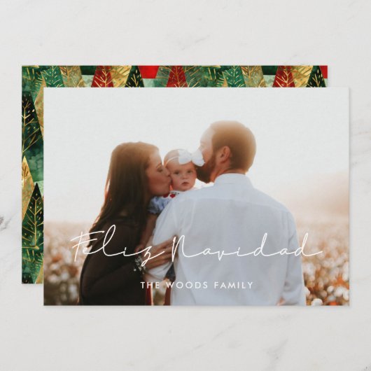 ミニマル手書きフェリーズ・ナヴィダッド写真 シーズンカード (正面/裏面)