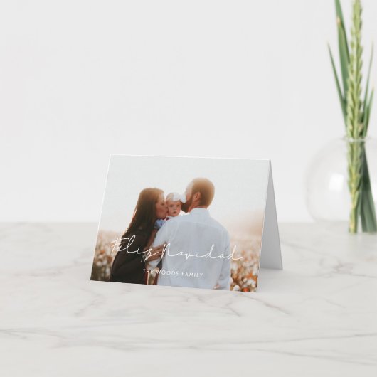 ミニマル手書きフェリーズ・ナヴィダッド写真 シーズンカード (正面)