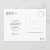 ミニマル手書きベビーシャワー感謝していユーズ ポストカード (裏面)