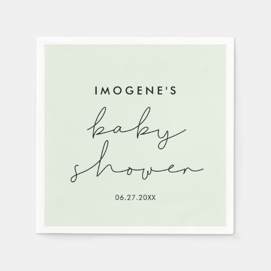 ミニマル手書きベビーシャワー スタンダードカクテルナプキン (正面)