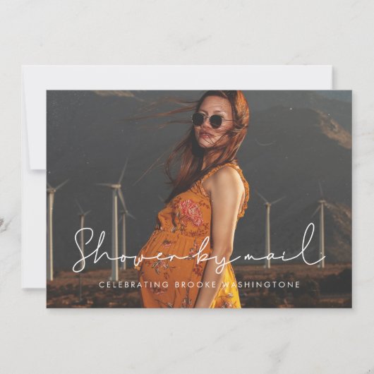 ミニマル手書きベビーシャワーby mail photo 招待状 (正面)