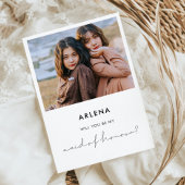 ミニマル手書きメイド・オブ・オーナー(花嫁付き添い人)フォトカード 招待状