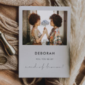 ミニマル手書きメイド・オブ・オーナー（花嫁付き添い人）提案カード 招待状