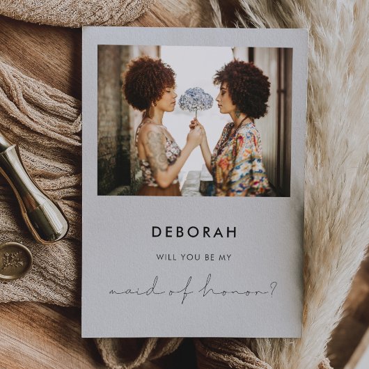 ミニマル手書きメイド・オブ・オーナー（花嫁付き添い人）提案カード 招待状