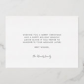 ミニマル手書きメリークリスマスフォト金ゴールド 箔シーズンカード (裏面)