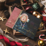ミニマル手書きメリークリスマスフォト金ゴールド 箔シーズンカード<br><div class="desc">メリークリスマスカード！このモダン金ゴールドフォイル付きホリデーのフォトカードのためのミニマ実在ルなタイポグラフィ。</div>