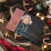 ミニマル手書きメリークリスマスフォト金ゴールド 箔シーズンカード