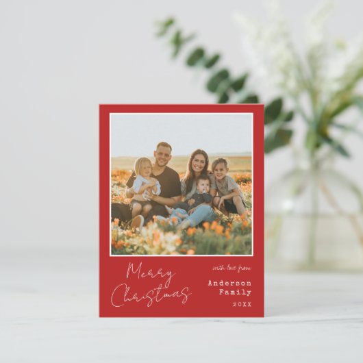 ミニマル手書きメリークリスマスフォト シーズンカード (スタンド正面)