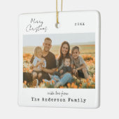 ミニマル手書きメリークリスマスフォト セラミックオーナメント (左)