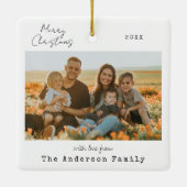 ミニマル手書きメリークリスマスフォト セラミックオーナメント (裏面)