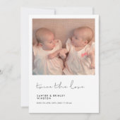 ミニマル手書き二回愛の双子の写真 案内状 (正面)